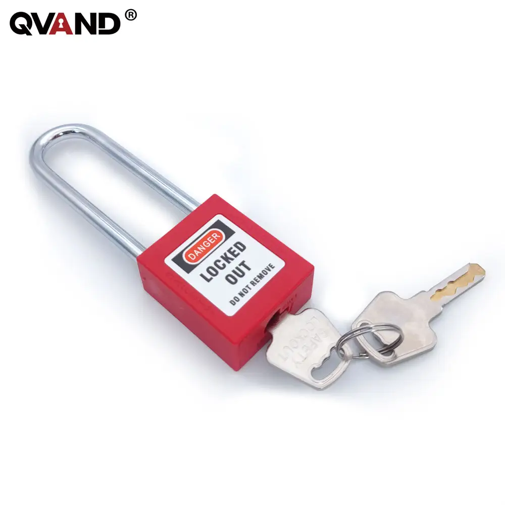 QVAND 76mm rosso lucchetto di sicurezza lucchetto di sicurezza Tagout cordoncino in acciaio corpo in Nylon con chiave rossa uguale