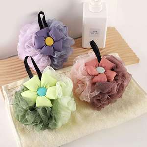 Mignon grand épurateur de corps en maille PE bicolore belle éponge de bain exfoliante en forme de fleur boule de douche double couleur <span class=keywords><strong>Loufa</strong></span> <span class=keywords><strong>Loufa</strong></span> - Product Image 1