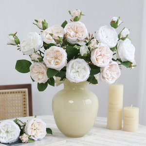<b>Artificial</b> Silk Roses Purple Pink White Champagne High Simulation Table Decoration Wedding Home Bouquet Photography Prop - Product Image 2