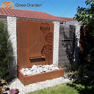 Fontaine murale moderne Gnee Garden avec design pissenlit, éclairage intégré, décoration de jardin extérieure, finition métallique rectangulaire - Product Image 3