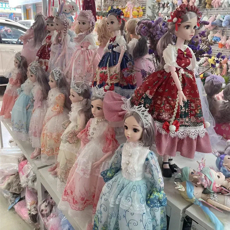 MYLULU türük fabrika doğrudan satış ucuz bjd bebek kız bebekler için renkli elbise kauçuk prenses bebek ile