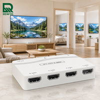DQINFOS Répartiteur 1x4, 1 entrée 4 sorties, 4K30Hz EDID, Répartiteur vidéo HD 4K compatible avec moniteur, téléviseur, projecteur