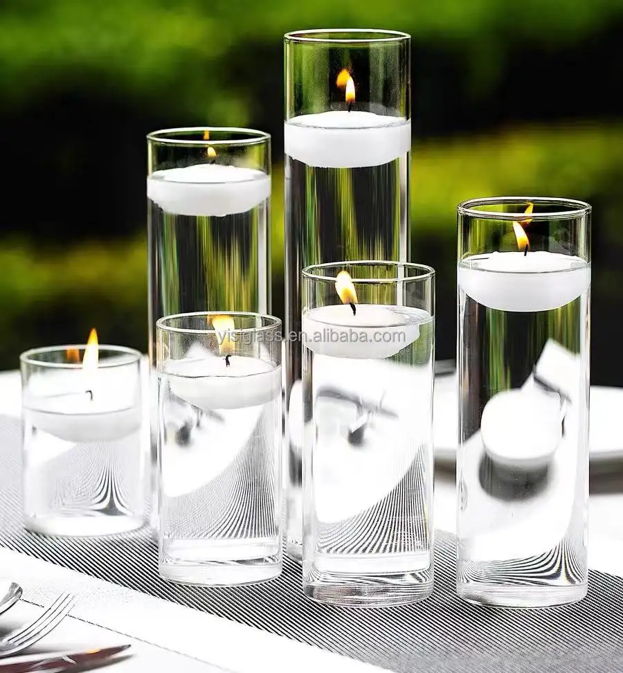most popular borosilicate transparent cylinder glass candle holders for wedding party decoration