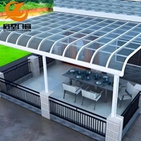 Abri de terrasse moderne en alliage d'aluminium avec toit en verre et pare-soleil en verre trempé transparent pour carport extérieur et jardin