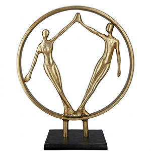 Golden Abstract Couple Sculpture Aluminium Modern Art Decor for Living Room Wedding Theme Birthday Baptism Handmade Tabletop - Product Image 1