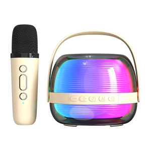 Caixa de Som Mini Karaoke Portátil Sem Fio HY-118 com Microfone Sem Fio/Rádio FM/TF/USB Luz RGB Compatível com Celular 5.3 - Product Image 4