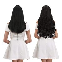 Extensions de cheveux humains bouclés à clipser, 20 pouces, 3/4 de tête, HE008, lot de 5 pièces, 40g, marron