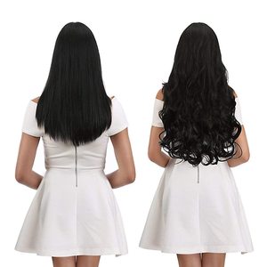 Extensions de cheveux humains bouclés à clipser, 20 pouces, 3/4 de tête, HE008, lot de 5 pièces, 40g, marron - Product Image 4