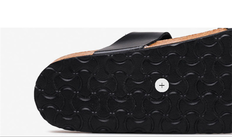 Unisex Cork Slippers Casual Beach Double Buckle Non-slip Outside Leather Slides Sandals Custom Logo
