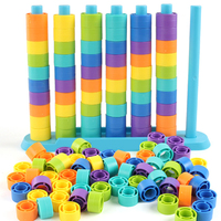 Jeu de tri de couleurs pour enfants, perles à empiler, jeu d'association, casse-tête de logique, jouet éducatif en plastique, jeu de société familial