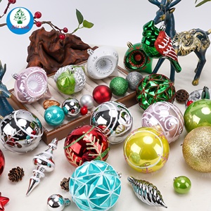 Juego de bolas de Navidad de plástico para decoración de árboles al aire libre para el hogar mixto colorido de varias formas - Product Image 3