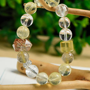 Bracelets Perles Naturelles Tendance et Élégants Citrine, Phantom Blanc, Super Sept Or Noir, Pierre Flash, Forme Balle, Unisexe - Product Image 5