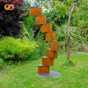 Escultura de acero Corten Decoración de metal creativa para jardín Escultura de paisaje al aire libre Ornamento - Product Image 3