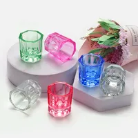 Gobelet à poudre liquide en verre acrylique transparent coloré, récipient pour liquide, porte-poudre, gobelet à ongles