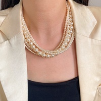 Collier de perles de luxe de marque S avec placage or véritable, perles multicouches tendance, chaîne de clavicule, sensation haut de gamme, style célébrité