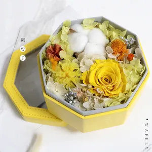 미니 팔각형 중공 불멸의 꽃 포장 선물 상자 발렌타인 데이 생일 사탕 빈 상자 꽃꽂이