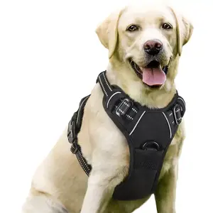 יצרנים לוגו בהתאמה אישית לוגו רפלקית כלב רתמה יוקרה מותאם אישית ללא משיכה כלב משיכה