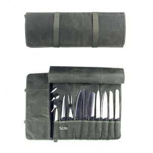 Sac à couteaux en toile cirée, pliable, portable, organiseur de rangement pour couteaux et outils de cuisine - Product Image 1