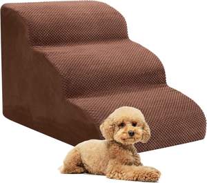 Kingtale-Cama con rampa, funda impermeable para sofá en L, cama elevada para perros con estampado de lados, escaleras para mascotas, escalera de escalada para mascotas, lavado mecánico - Product Image 2