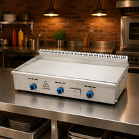 Grill multifonctionnel commercial en acier inoxydable et fonte, plaque de cuisson plate, écran tactile numérique, hauteur réglable, GPL propane