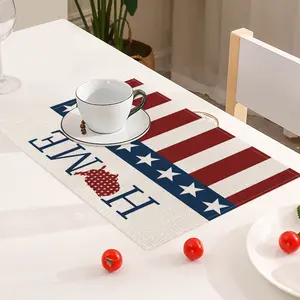 7月4日美国独立日印花餐桌垫美国国旗图案亚麻餐垫厨房装饰