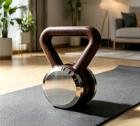 Haltère de style kettlebell réglable en bois de noyer de luxe avec noyau en acier inoxydable, poignée ergonomique, écologique et portable pour la musculation à domicile