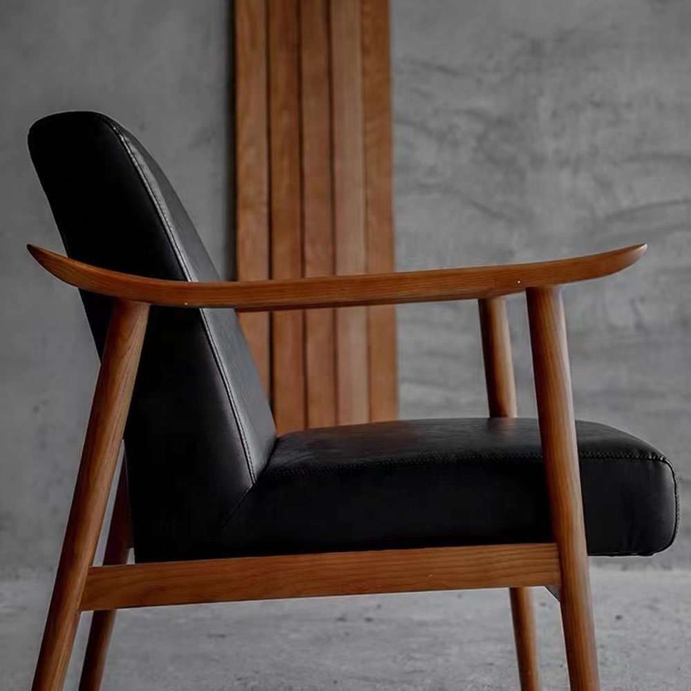 Luxury Leather Dining Chair Living Room Upholstery Arm Chair Dining Wholesale with wood Legs