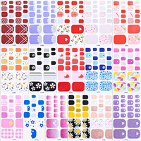 22 Tips Autocollants pour ongles de pied en gel floral, 3D, auto-adhésifs, à paillettes, effet gel complet, sans cuisson