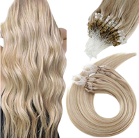 Extensions de cheveux humains Remy vierges doublement étirés Micro Link, couleur claire, extensions de cheveux humains à micro-boucles pour femmes aux cheveux fins et courts