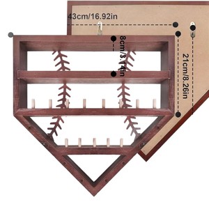 Wall Mounted Wooden Baseball <b>Shelf</b> 5 Tier Triangle Shape Ring Storage Display <b>Rack</b> For Living Room Bedroom - Product Image 5