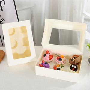 Op Maat Gedrukt Logo Wit Papier Luxe Marmer <span class=keywords><strong>2</strong></span> 4 6 Gaten Cupcake Geschenkdozen Ivoor Papier Bruiloft Cupcake Verpakking Doos - Product Image 5