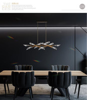 Lustre Suspendu Long Noir à 12 Têtes, Luxe, Cristal, Acier Inoxydable, pour Magasin de Vêtements, Restaurant, Café
