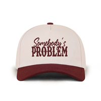 Gorra de Béisbol Personalizada de Cinco Paneles en Dos Tonos, Bordada con la Frase "Somebody's Problem", Venta Directa de Fábrica