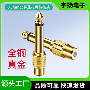 Prise Audio plaquée or <span class=keywords><strong>6</strong></span>.35mm, adaptateur femelle RCA, connecteur Av mâle <span class=keywords><strong>6</strong></span>.5mm, convertisseur pour appareils Audio et vidéo - Product Image 4