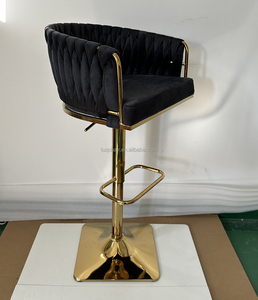 Tabourets <span class=keywords><strong>de</strong></span> <span class=keywords><strong>bar</strong></span> <span class=keywords><strong>de</strong></span> luxe en velours, base carrée en métal doré, pivotants <span class=keywords><strong>et</strong></span> réglables, pour salon, cuisine <span class=keywords><strong>et</strong></span> salle à manger (vente en gros) - Product Image 5