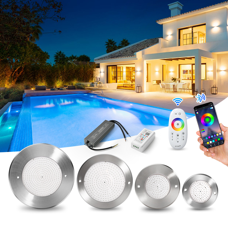 7.5mm Slim Flat 316Ss Dc12V 6W Rgb Wifi Control Ip68 Underwater Lamp Resin Filled Led Swimming Pool Light