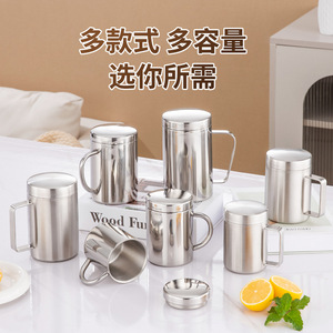 Stainless Steel Double Wall Insulated <b>Mug</b> With Lid 304 Coffee Cup For Children Outdoor <b>Camping</b> Gift - Product Image 1