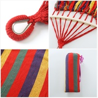 Hamac portable en toile XLAN avec bâton en bois, hamac à rayures arc-en-ciel pour le camping en plein air et les voyages