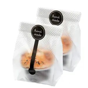 Translucent Plastic Bag with Handmade Stickers for Cookie Cake Chocolate Candy Snacks Package