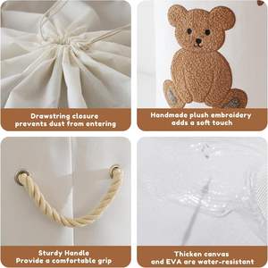 Bolsas de almacenamiento redondas de algodón 100% plegables grandes de 58L altas para <span class=keywords><strong>ropa</strong></span> <span class=keywords><strong>sucia</strong></span> juguetes cesto de bebé guardería dormitorio sala de estar - Product Image 6