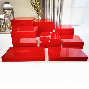 Bộ màu đỏ của 8 cái hiển thị thực phẩm đứng trang trí tiệc cưới phục vụ tự chọn hiển thị thực phẩm risers Acrylic hiển thị thực phẩm đứng - Product Image 4