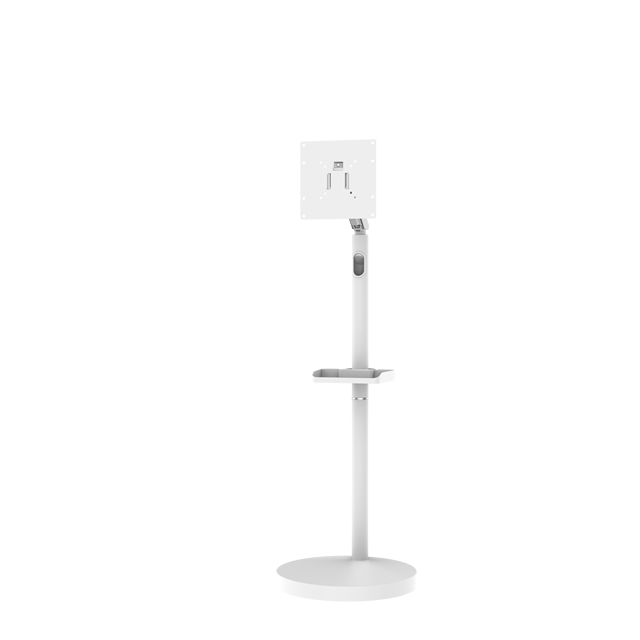 Master Wholesale White Height Adjustable VESA Floor Monitor Stand With Storage Tray for Live Stream