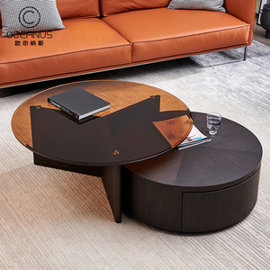 Cross-border best-selling round coffee <b>table</b>, light luxury modern <b>small</b> apartment living room home designer panel combination - Product Image 1