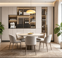 Armoire à vin intégrée moderne sur mesure, meuble bar vitrine à cadre doré avec éclairage LED, buffet de rangement pour salle à manger