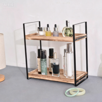 Organisateur de Comptoir de Salle de Bain DoubleFill, Plateau Organisateur à 2 Niveaux en Perles de Bois pour Cosmétiques, Soins de la Peau, Parfums et Cuisine