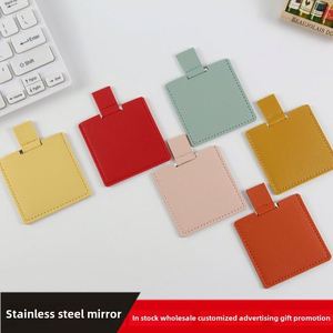 Wholesale Small Portable <b>Square</b> Card Mirror Customizable Stainless Steel Double Sided Advertising Gift Compact Makeup Mirror - Product Image 4
