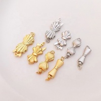 Petit fermoir papillon en or laminé personnalisé pour fabricant de bijoux, collier, perles argentées, grands fermoirs bouton, bracelet de perles DIY