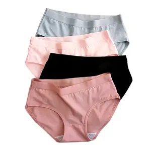 Calzoncillos transpirables cómodos sólidos de cintura media de algodón para chicas adolescentes, ropa interior para mujeres, bragas