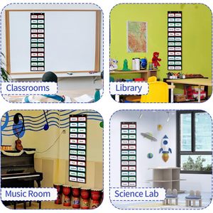 Tablero de bolsillos para palabras de aula con 12 bolsillos transparentes, tablero de bolsillos estándar negro para la escuela y el hogar para tiras de frases - Product Image 6