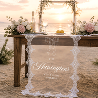 Chemin de table personnalisé pour mariage, nappes en dentelle et tulle pour banquet de mariage, panneau de bienvenue, décorations et fournitures de mariage